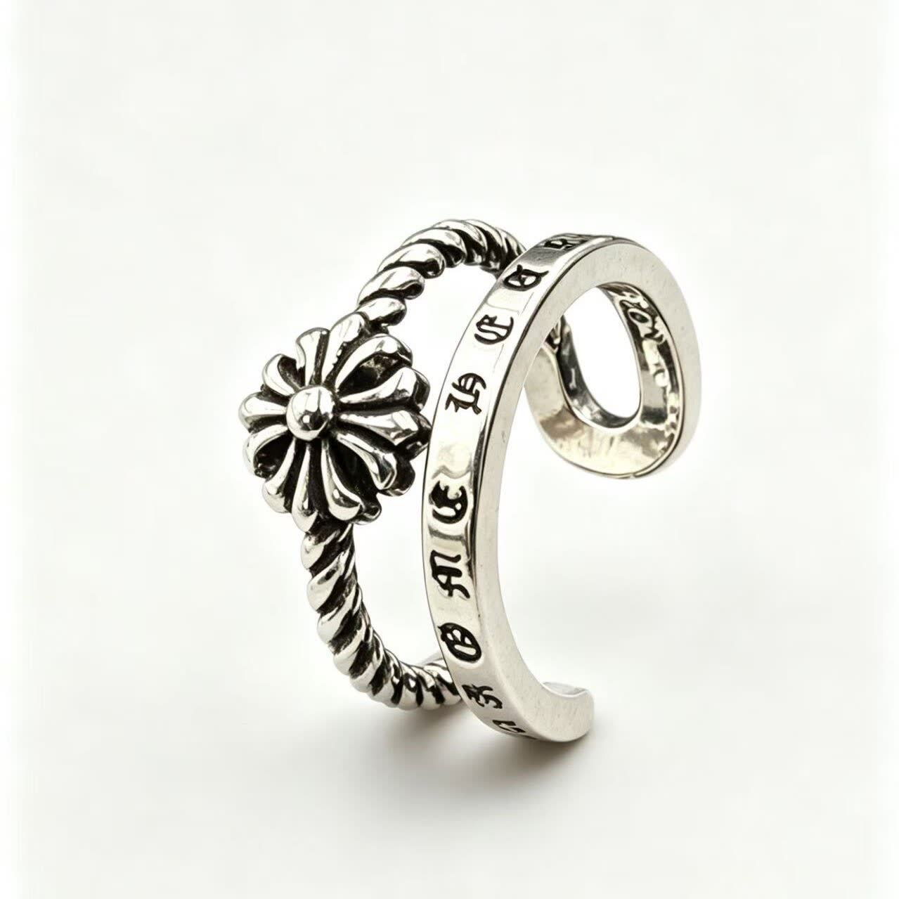 Chrome Hearts Silver Flower Ring